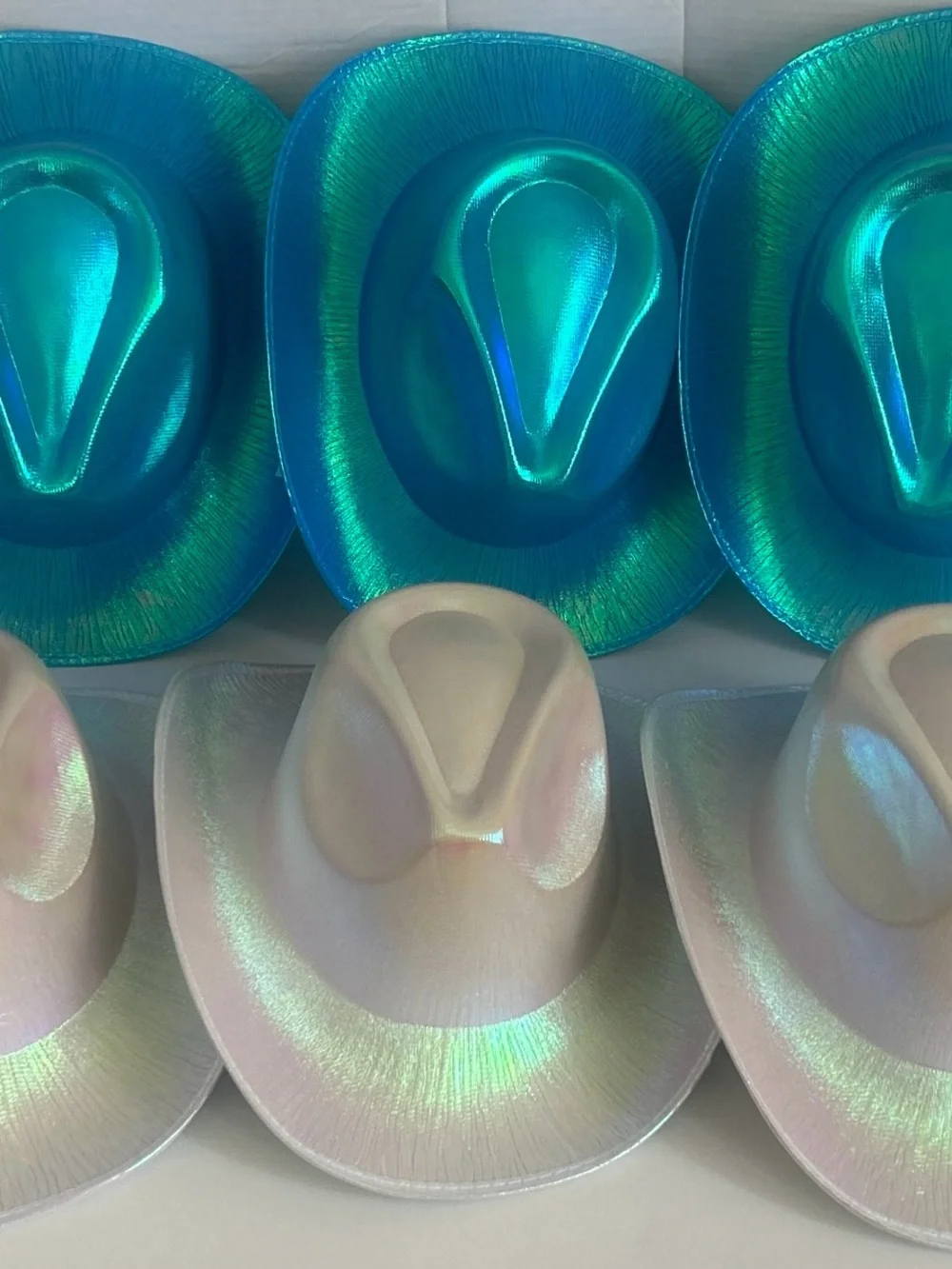 Iridescent Blue & white Cowboy Party Hats - Shimmery Celebration Headwear
